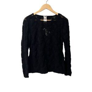 Wolford Womens Top Size Medium Wool Blend Lace Sweater Stretchy Long Sleeve NWT